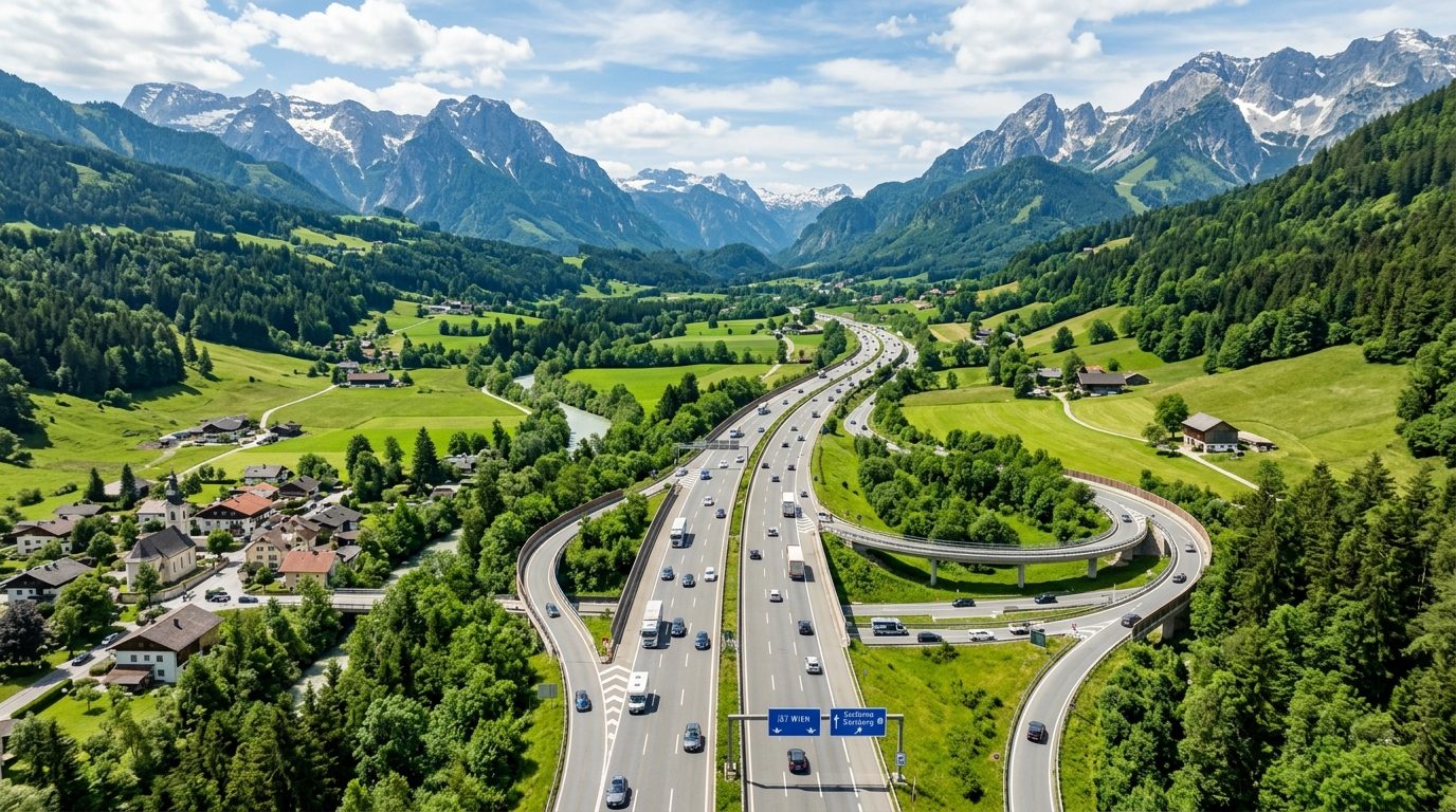 Österreichische Autobahn mit Vignettenpflicht